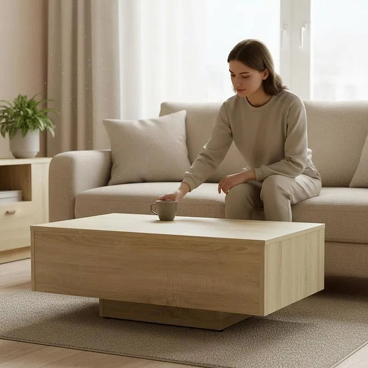 Clara — table basse chêne Sonoma en situation salon