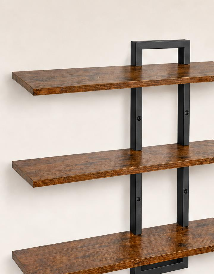 Étagère 3 niveaux bois métal industriel — vue produit isolée