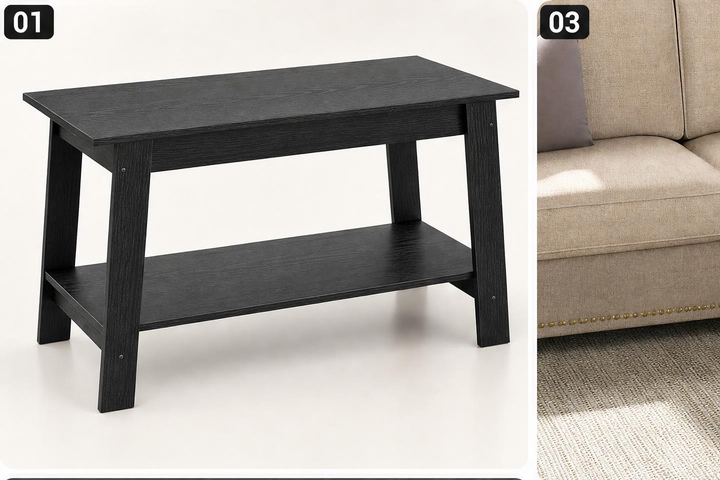 Table basse farmhouse — vue produit isolée