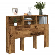 Tête de lit bois avec rangement 140 cm, aspect vieux bois — Armand