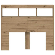 Tête de lit bois 120 cm avec niches LED, décor chêne — Milo
