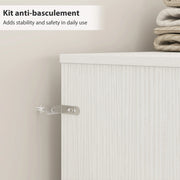 Tête de lit bois blanc avec rangement 160 cm, 4 niches — Blanche
