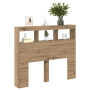 Tête de lit bois 120 cm avec niches LED, décor chêne — Milo