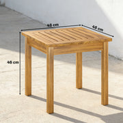 Rose — table basse acacia, dimensions 48 x 48 x 46 cm