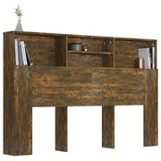 Tête de lit bois avec rangement 160 cm, chêne fumé — Sacha