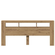 Tête de lit bois XL 220 cm avec niches LED, décor chêne — Maxence