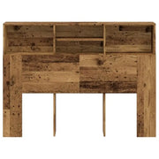 Tête de lit bois avec rangement 140 cm, aspect vieux bois — Armand