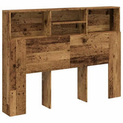 Tête de lit bois avec rangement 140 cm, aspect vieux bois — Armand