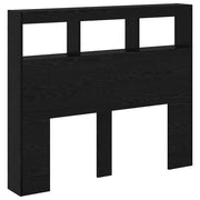 Tête de lit bois 120 cm avec niches LED, chêne noir — Rémi