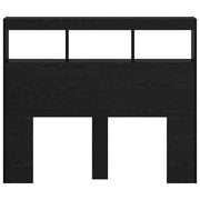 Tête de lit bois 120 cm avec niches LED, chêne noir — Rémi