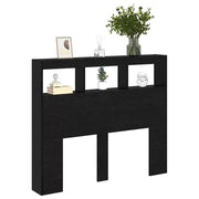 Tête de lit bois 120 cm avec niches LED, chêne noir — Rémi