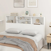 Tête de lit bois blanc avec rangement 160 cm, 4 niches — Blanche