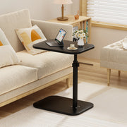Jules — table basse d'appoint en C réglable, plateau noir