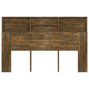 Tête de lit bois avec rangement 160 cm, chêne fumé — Sacha