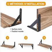 Étagère bois multifonction — 3 méthodes d'installation