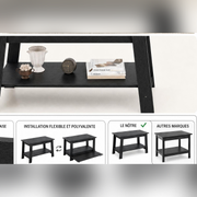 Table basse farmhouse — détail étagère inférieure