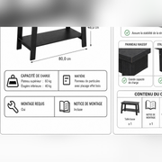 Table basse farmhouse — dimensions produit