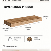 Étagère SDB flottante — dimensions produit