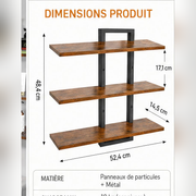 Étagère 3 niveaux industriel — dimensions et spécifications